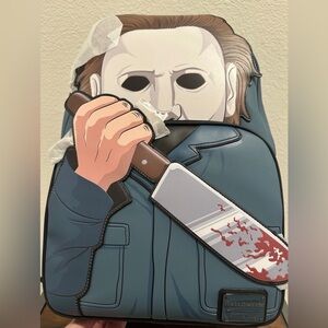 NWT Loungefly Halloween Mike Myers Blue and White Full Size Backpack